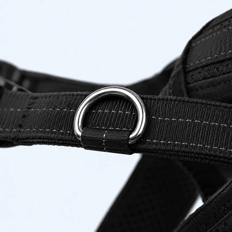 Almost every harness clips on the back.