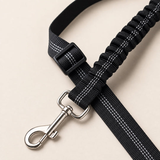 Close-up of the SafeBelt rotating metal clip and elastic section