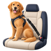Dog secured on a rear car seat with the SafeBelt