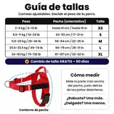 Guía de tallas SafeWalk: XS 2–6 kg, S 6,5–11 kg, M 11,5–20 kg, L 20,5–33,5 kg, XL 34–60 kg. Cambio de talla gratis en 60 días.